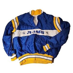 Vintage LA RAMS DeLong NFL Quarter Zip Mens Jacket Windbreaker
